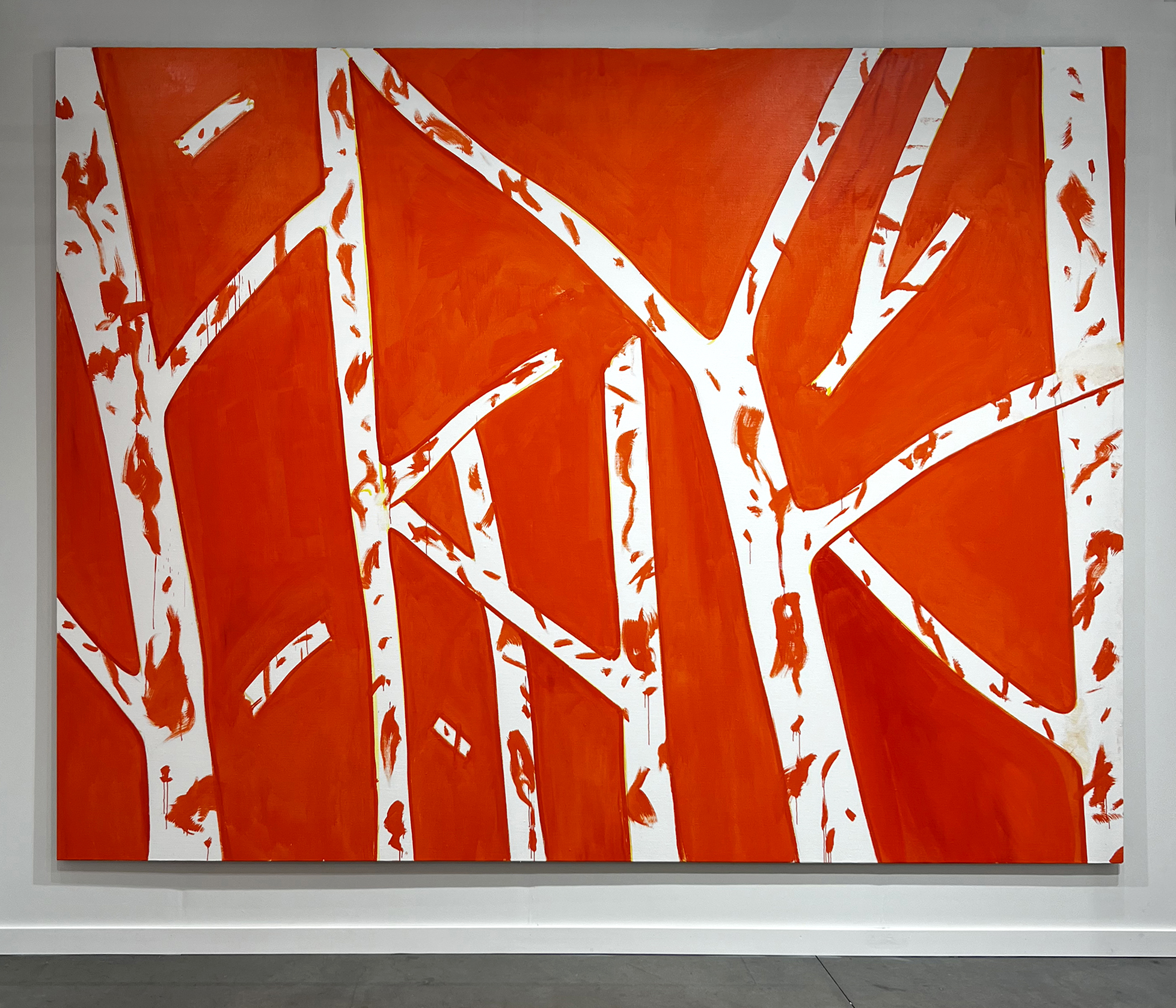 Upsweep sounds in red.
A roar, a scream, a call, a murmur to the earth—Katz indicates the intensity of danger in the vibrant presence of a forest.
