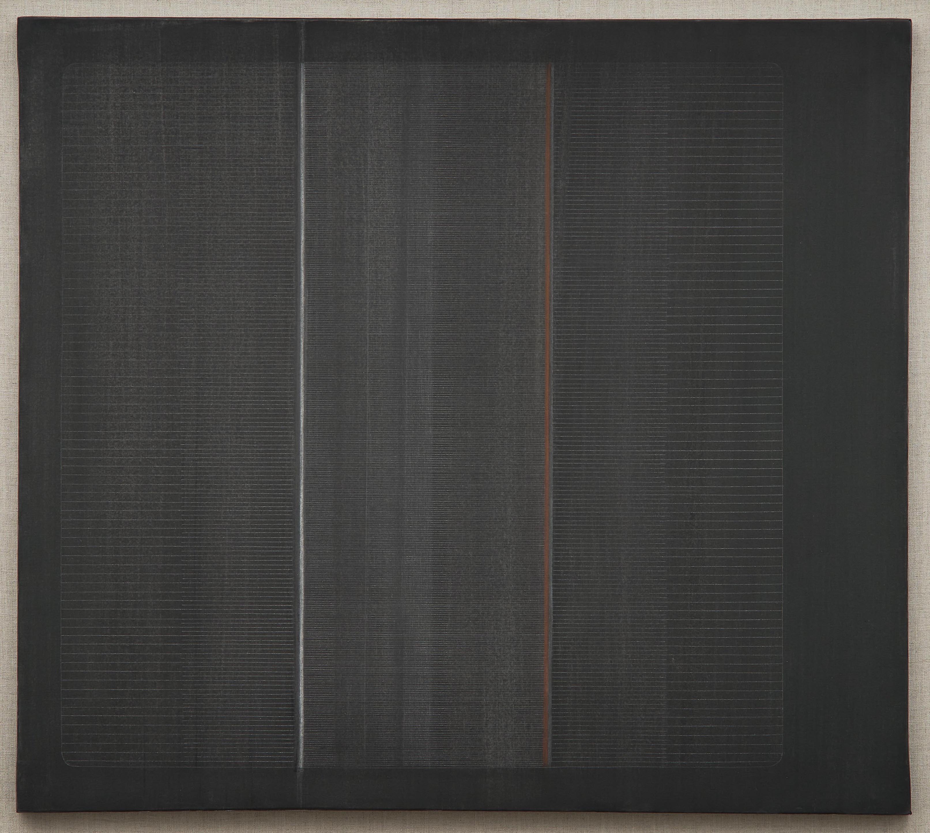 Bice Lazzari, Senza Titolo [Untitled], 1967, tempera on canvas, 108 x 118 in. Courtesy of Archivio Bice Lazzari and kaufmann repetto Milan / New York and Richard Saltoun Gallery London / Rome. Photo: Kunning Huang