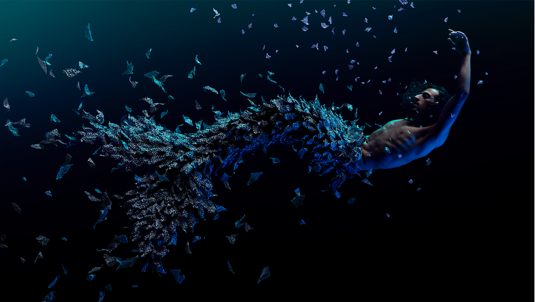 Bubble wrap no.25 (Merman), 2021. Archival Pigment Print, 60x34 in. frame 66x40 in. Bubble wrap no.27 (Black Resilience), 2022. Archival Pigment Print, 48x44 in. frame 51x47 in. Courtesy of Paris Koh Fine Arts and the artist