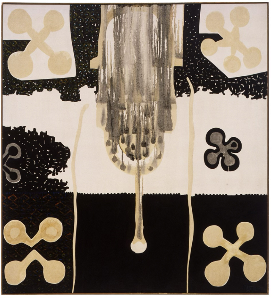 Canadian artist Harold Town (1924-1990), Tyranny of the Corner Puzzle Set,1962, oil and lucite on canvas, 82 x 75 inches, courtesy of Christopher Cutts Gallery