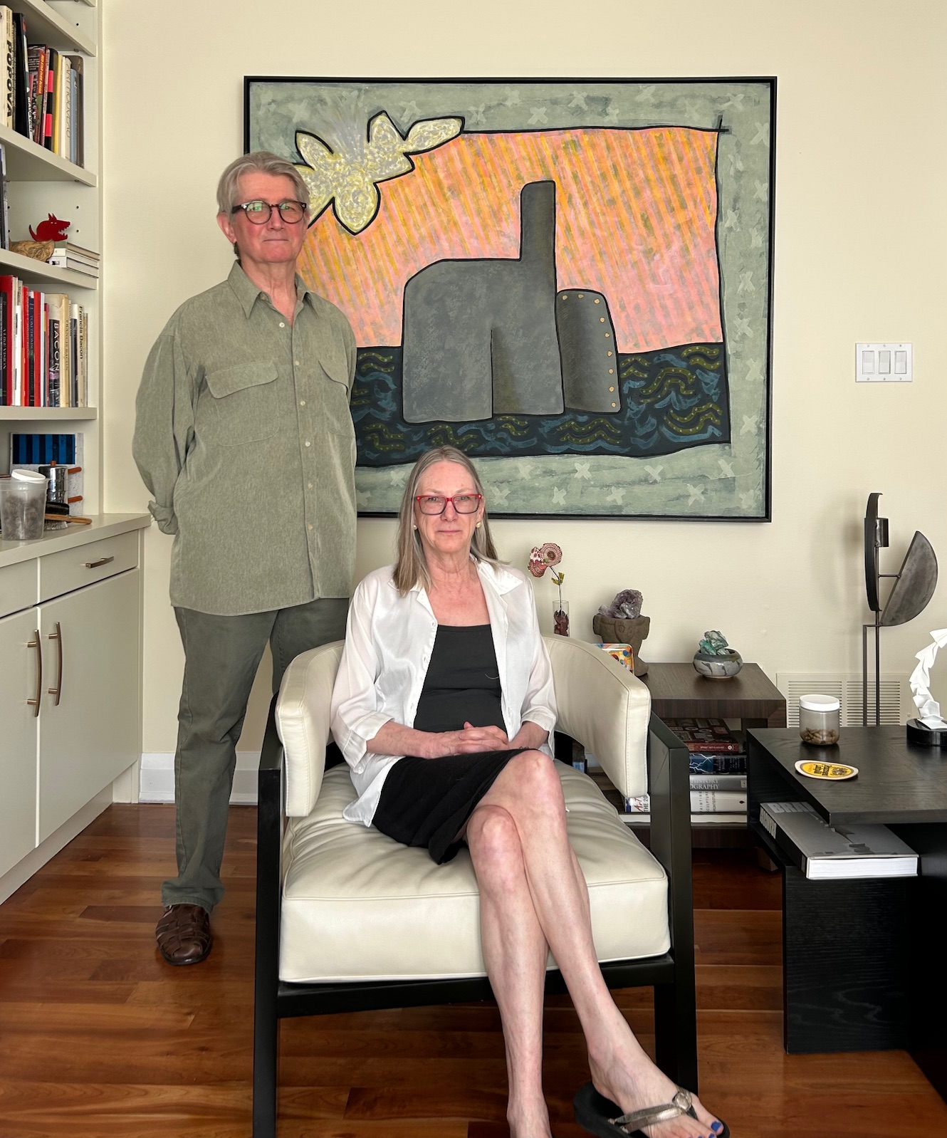 Ed Nemeth and Nancy Parke-Taylor with Tony Calzetta work