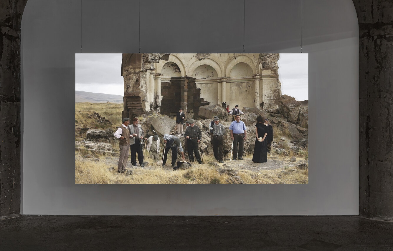 Fatma Bucak, Blessed are you who come – Conversation on the Turkish-Armenian border, 2012, installation view: Acts of Erasure, MOCA Toronto, 2020. Photo: Toni Hafkenscheid