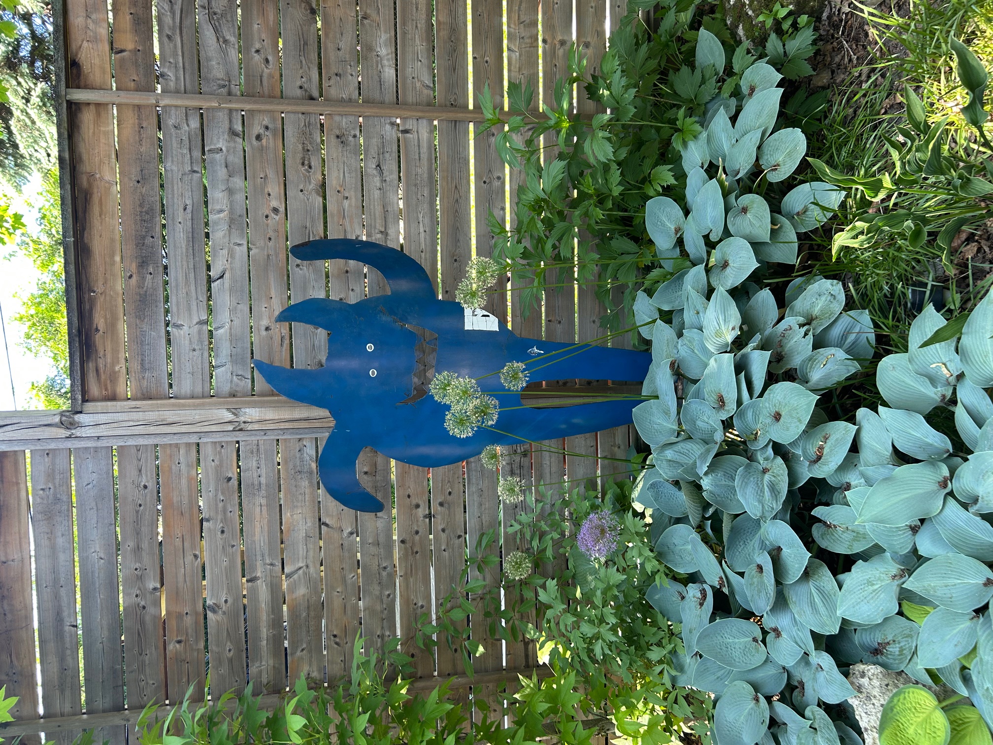 Belgian artist Jean Pierre Schoss blue metal sculpture