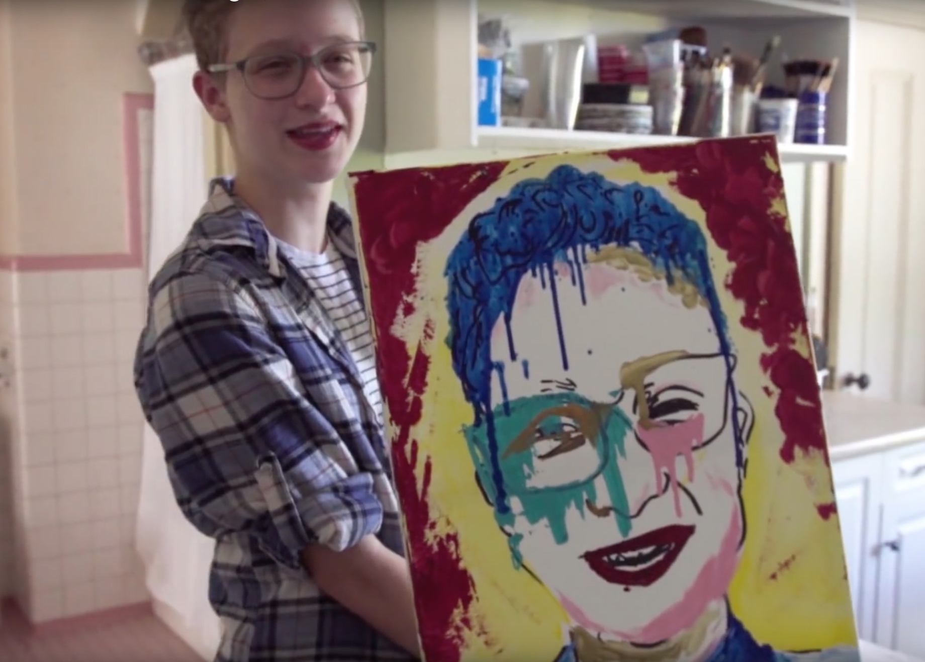 A student showing off her work at a Monthaven master class