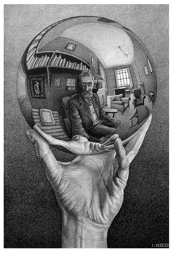 M. C. Escher, Hand with Reflecting Sphere, Lithograph