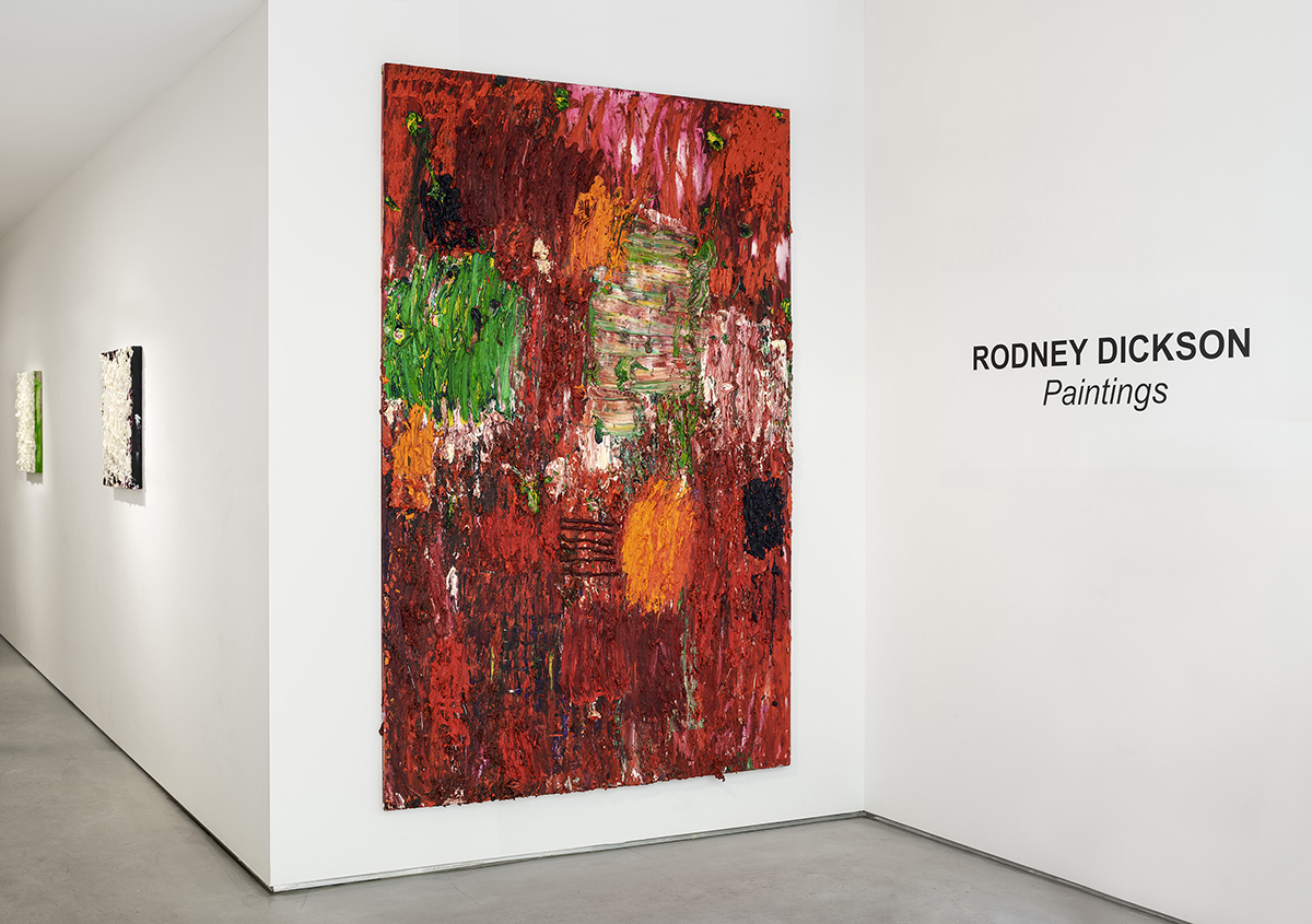 Rodney Dickson, 17 (2023) (foreground), oil on board, 96 x 60 inches, all images courtesy of Martin Seck