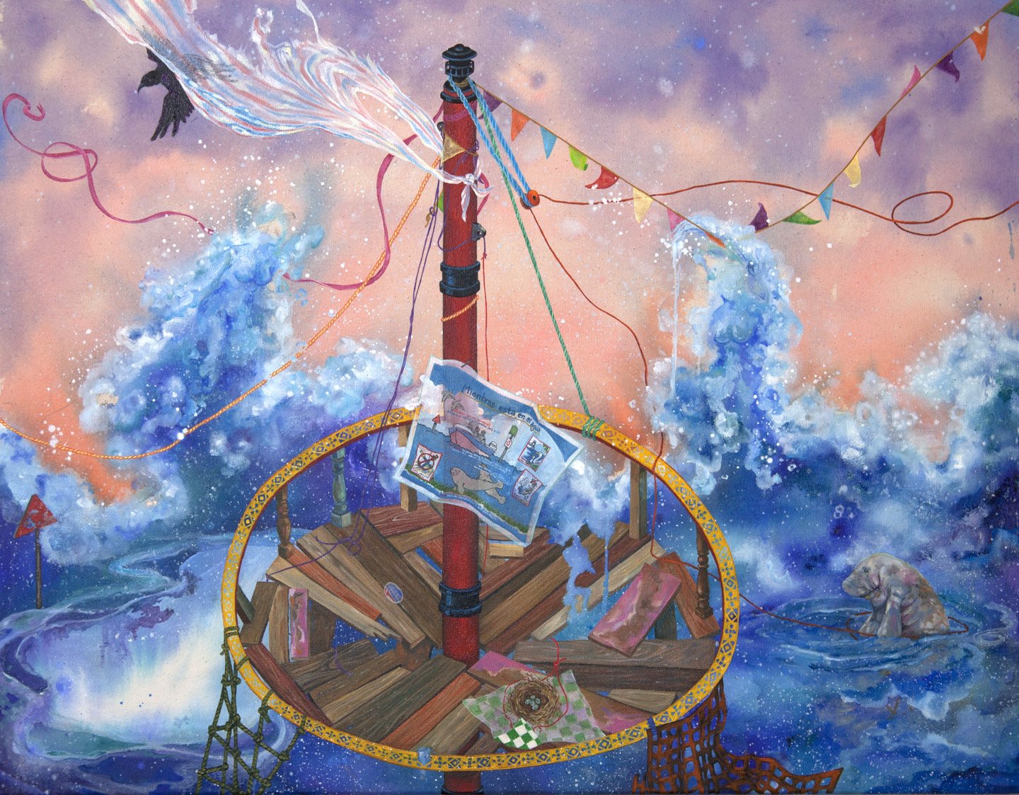 Eleen Lin, Crow’s nest (2015), oil and acrylic on canvas, 28 x 36 inches