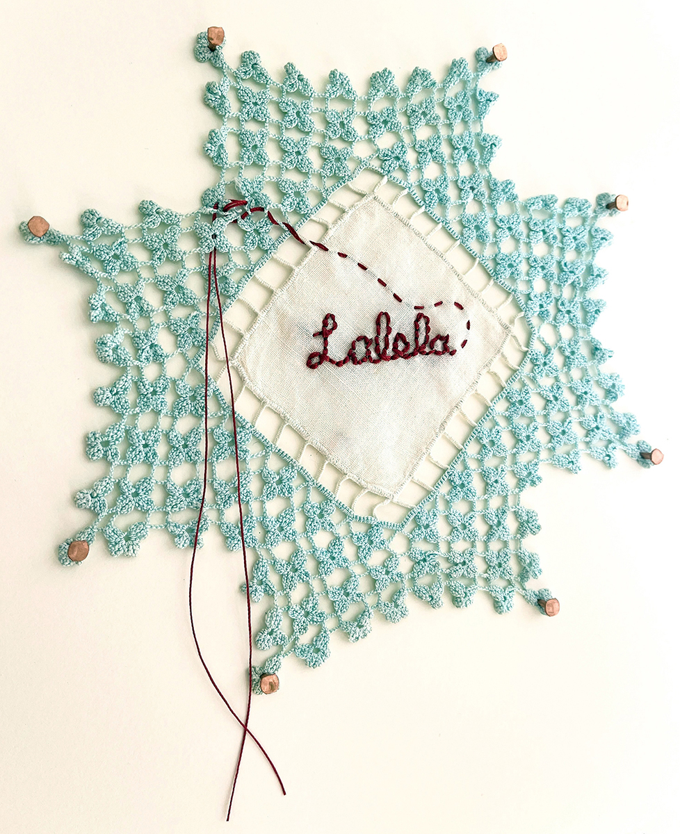 Mika Aono, On the Way (A Caminho) (detail) (2025), relief, screenprint, mixed media, 6 x 10 feet, all remaining images courtesy of the artist