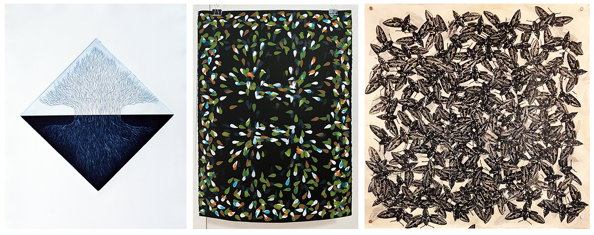 Mika Aono, On the Way (A Caminho) (detail) (2025), relief, screenprint, mixed media, 6 x 10 feet, all remaining images courtesy of the artist