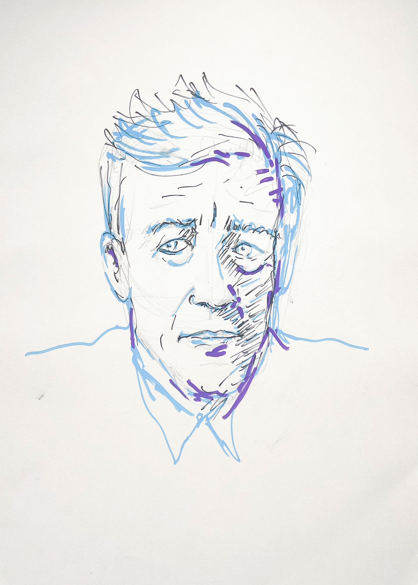 Joan Bofill, David Lynch, 2019, Posca markers, fine liner, and pencil on paper, 42 × 59.4 cm (16.5 × 23.4 in). Image Courtesy of Joan Bofill
