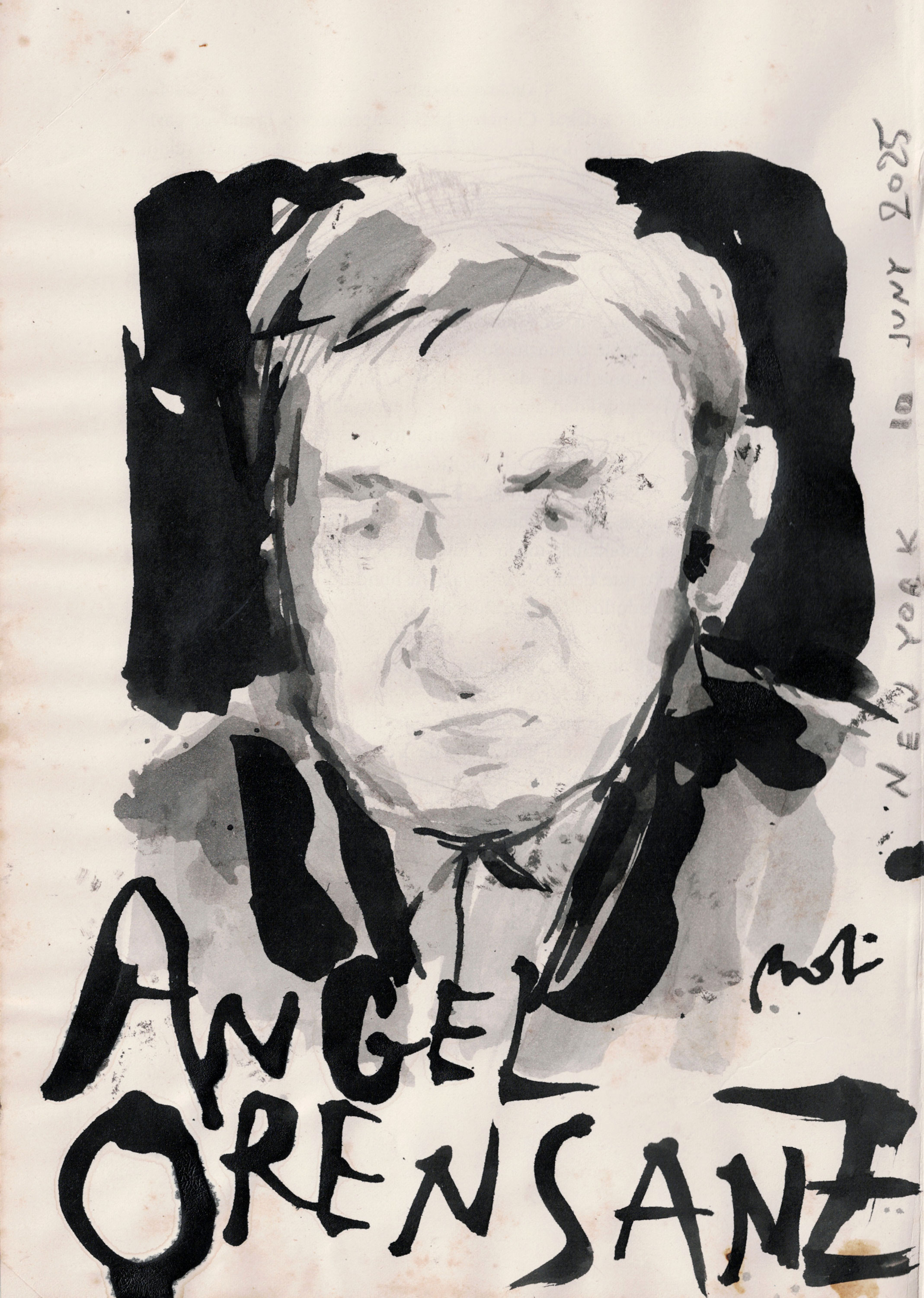 Joan Bofill, Angel Orensanz, 2025, work on paper and video – min, color, sound, work on paper, 20.7 × 30.2 cm (8.15 × 11.89). Image Courtesy of Joan Bofill