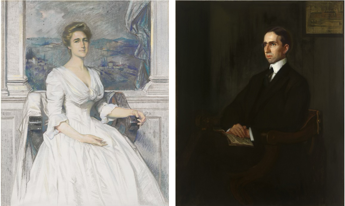LEFT; Julius Rolshoven (1858-1930) Carol Mitchell Phelps Stokes (1875-1962), circa 1900 oil on canvas 54-1/8 × 44-3/4 inches.
<p>RIGHT; Julius Rolshoven (1858-1930) Anson Phelps Stokes (1874-1958), circa 1900 oil on canvas 54-1/8 × 44-3/4 inches" class="wp-image-3970"><figcaption class=