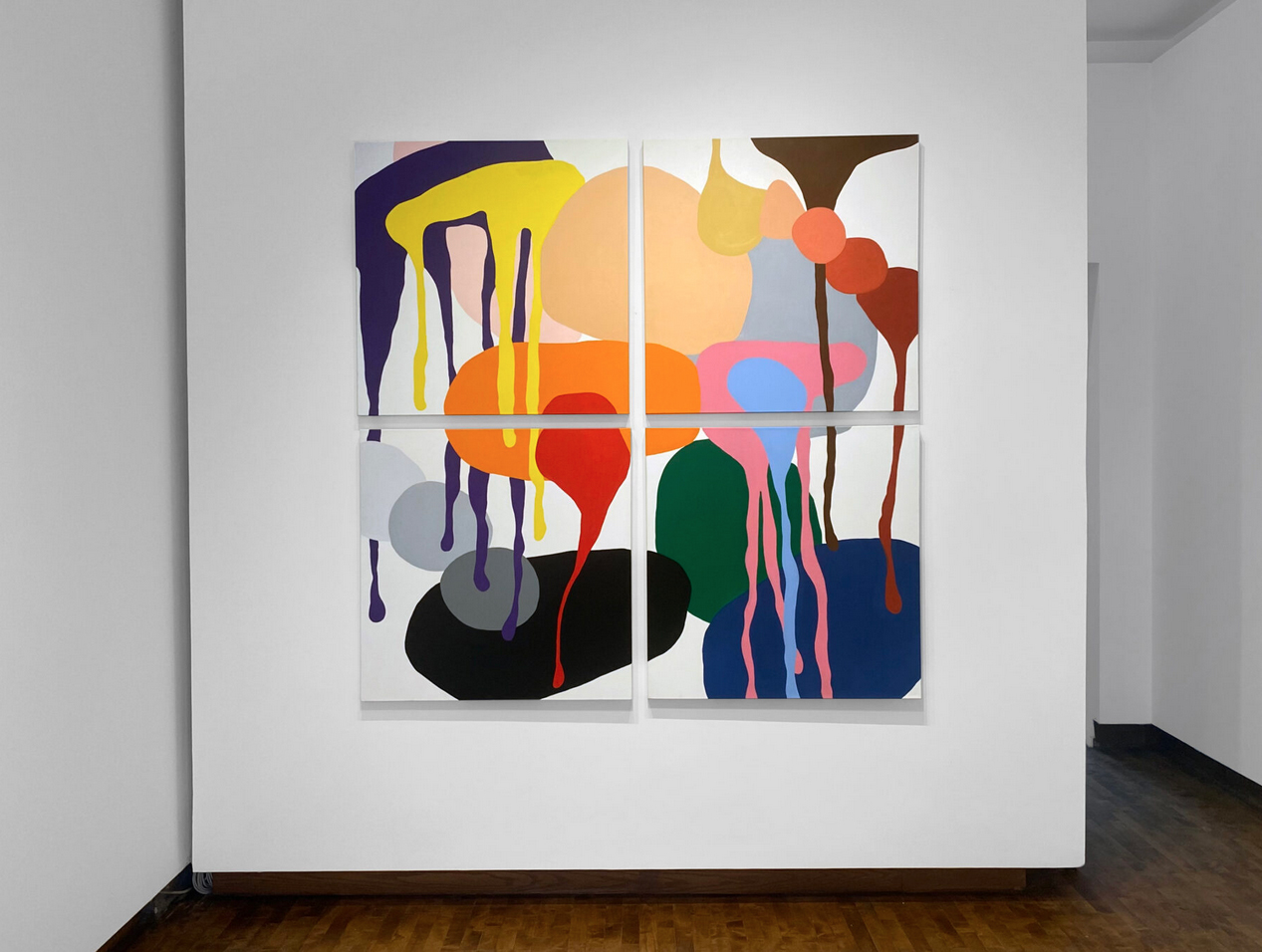 Mike Hansen, A Love Supreme (Jazz Series), 2021, acrylic on canvas, 74 x 74 inches (four canvases)