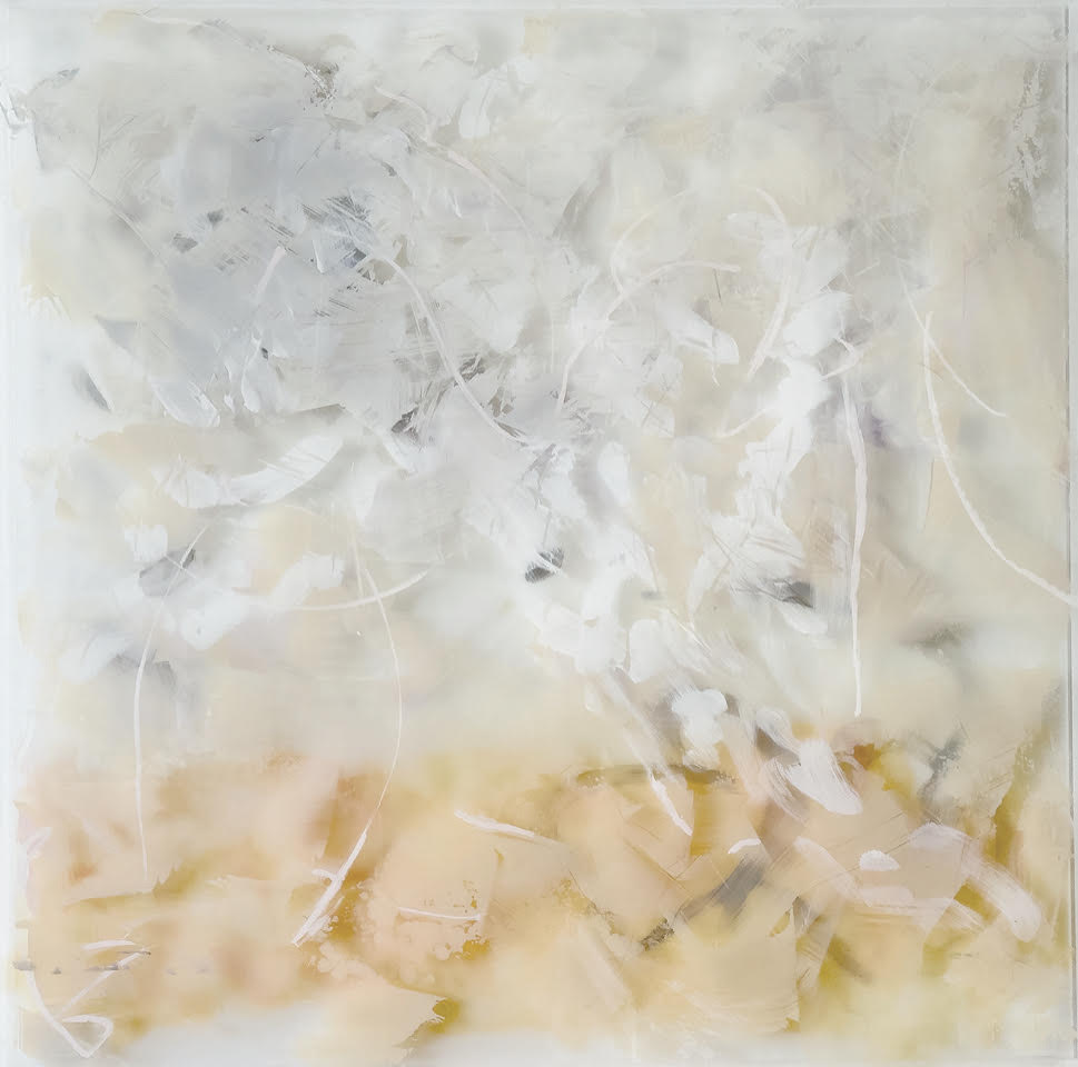 Danielle Frankenthal, Mist #2, 2024, acrylic paint, oil stick on acrylic resin, 48 x 48 in.