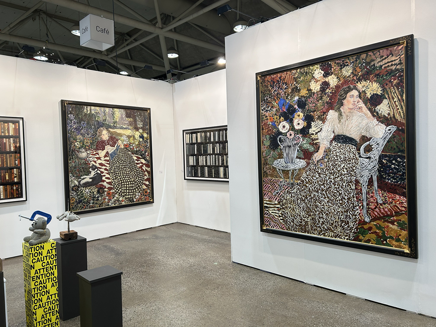 Rebecca Hossak Art Gallery at Art Toronto booth C54 featuring works by artist Nikoleta Sekulovic (1974-) (left) Alice, 2025, acrylic and oil stick on linen, 78-7/10 x 68-9/10 inches. Nikoleta Sekulovic (1974-) (right) Vanessa Bell, 2025, acrylic and oil stick on linen, 84-3/5 x 72-4/5 inches